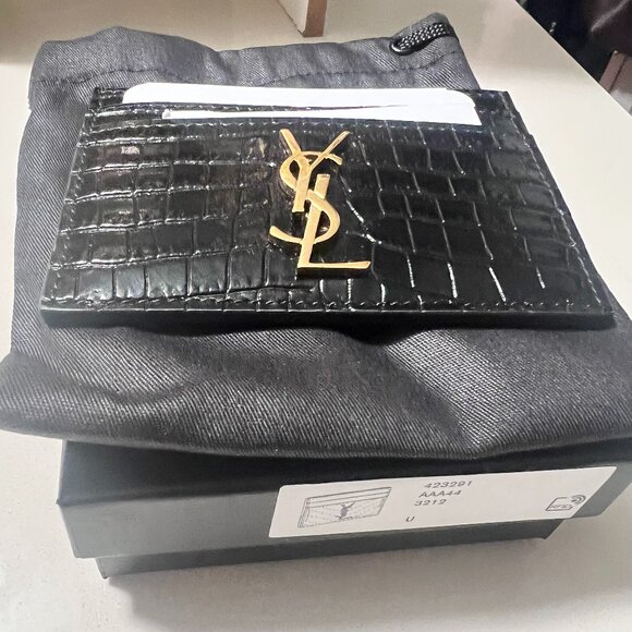 YSL Saint Laurent Cassandre Card Case - Croc Embossed Leather - BEAUTIFUL! - Picture 3 of 8